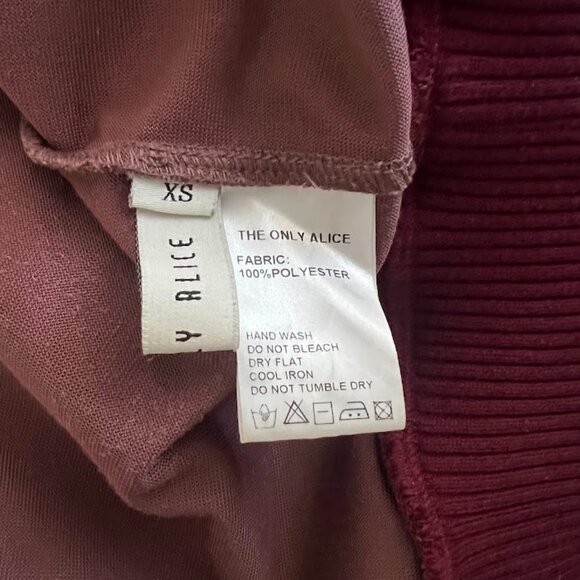 THE ONLY ALICE Maroon Burgundy Long Sleeve Sweater Top Size XS - Picture 14 of 16